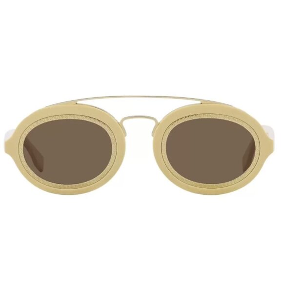 NEW FENDI SUNGLASSES, CREAM BROWN OVAL EYEWEAR FENDI - Picture 2 of 3